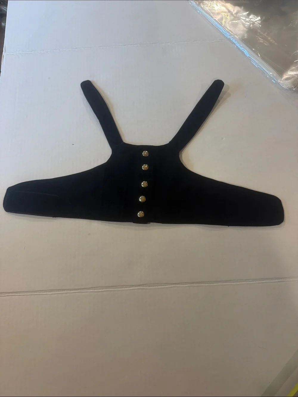 Black doggy Faux Leather Harness with Barbed Wire Detail